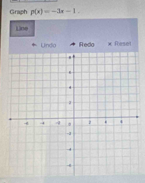 Graph p(x)=-3x-1. 
Line 
Undo Redo × Resel