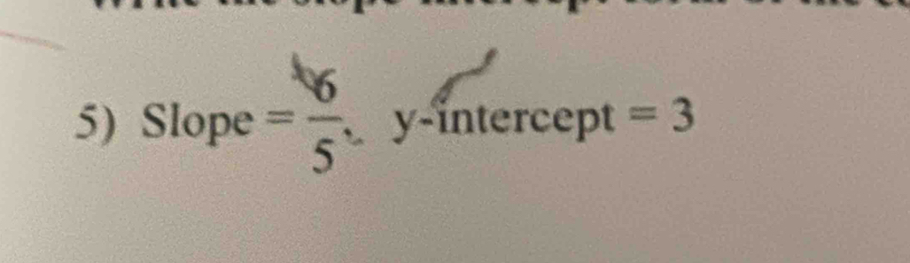 Slope = 6/5  y-intercept =3