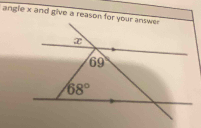 angle x and give a reason for your answer