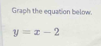 Graph the equation below.
y=x-2