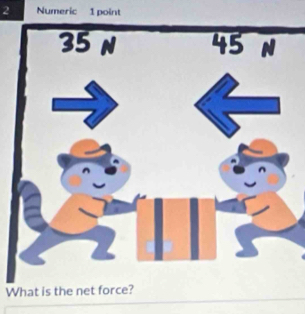 Numeric 1 point 
What is the net force?