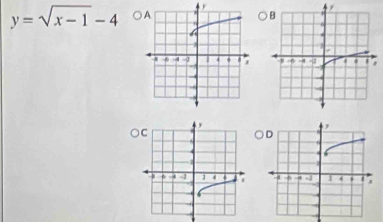 y=sqrt(x-1)-4