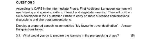 Solved: According to CAPS in the Intermediate Phase, First Additional ...