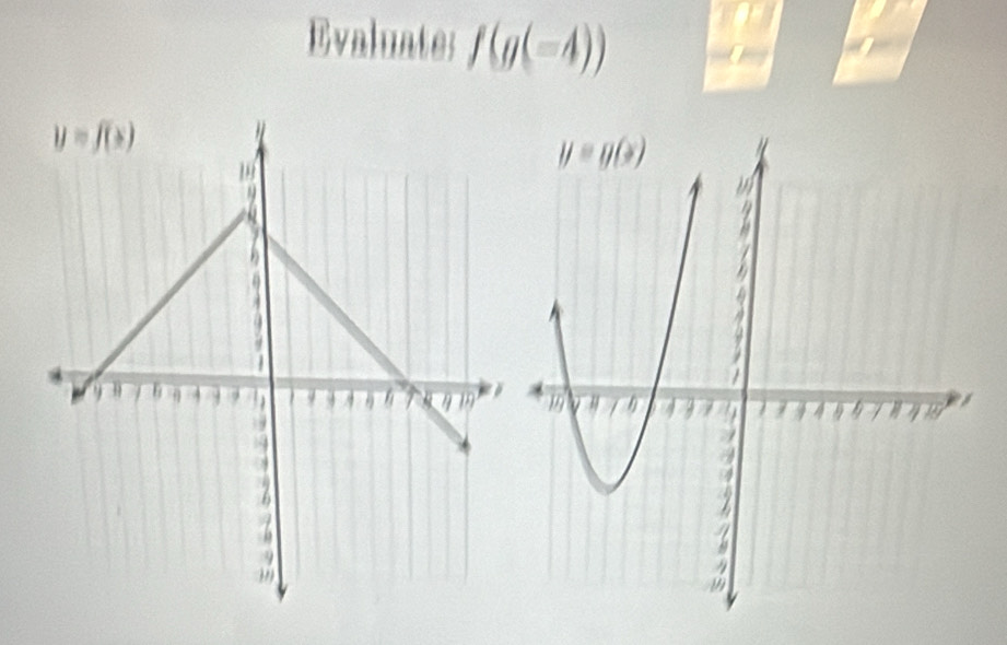 Evaluates f(g(-4))