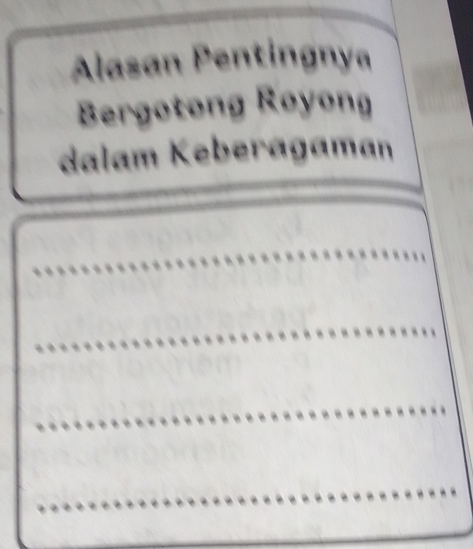 Alasan Pentingnya 
Bergotong Royong 
dalam Keberagaman