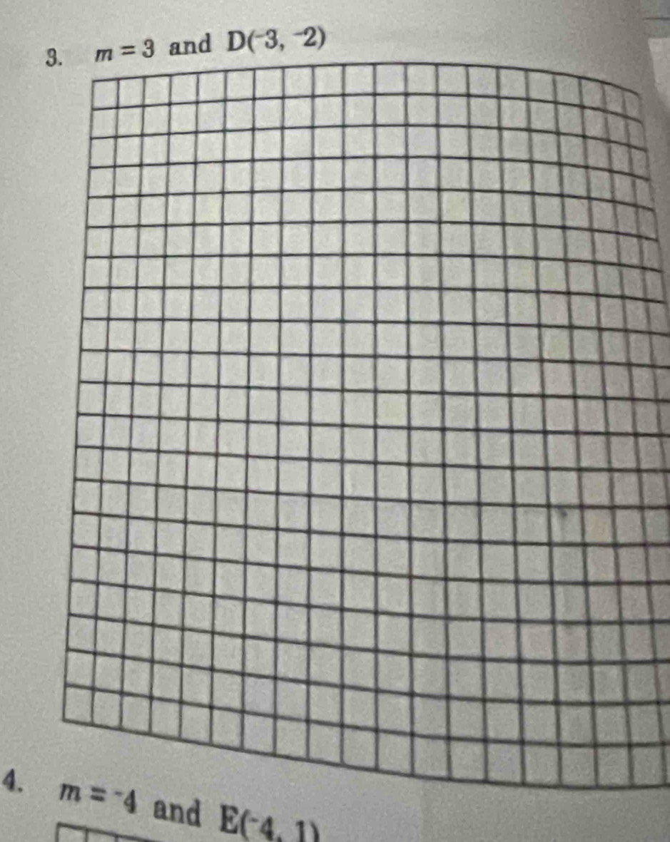 m=3 and D(-3,-2)
4. m=- m=^ and E(-4,1)