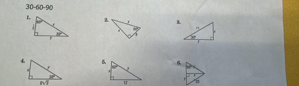 30-60-90
1.
2. y 
3.
× 60°
8
5.
6.