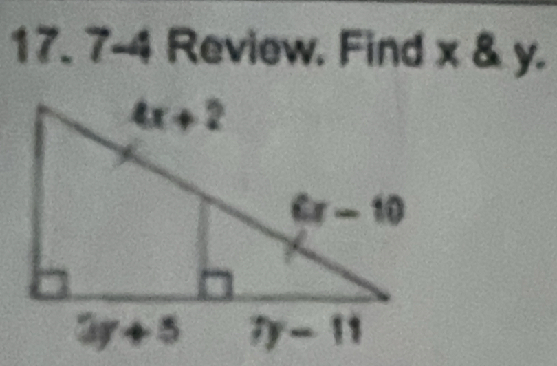 7-4 Review. Find x & y.