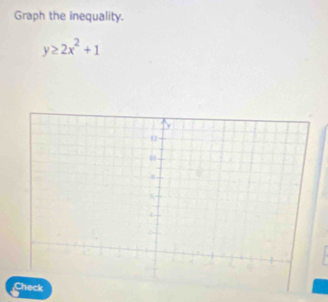 Graph the inequality.
y≥ 2x^2+1