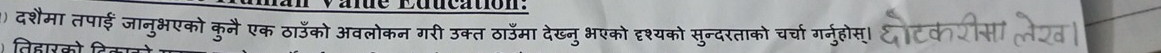 ) दशैमा तपाई जानुभएको क्नै एक ठाउँको अवलोकन गरी उक्त ठाउमा देख्न् भएको दृश्यको