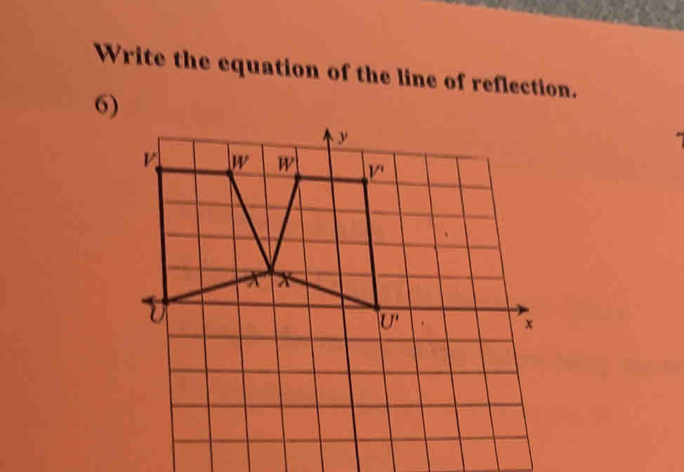 Write the equation of the line of reflection. 
6)