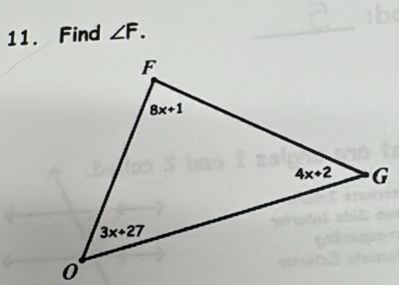 Find ∠ F.
_