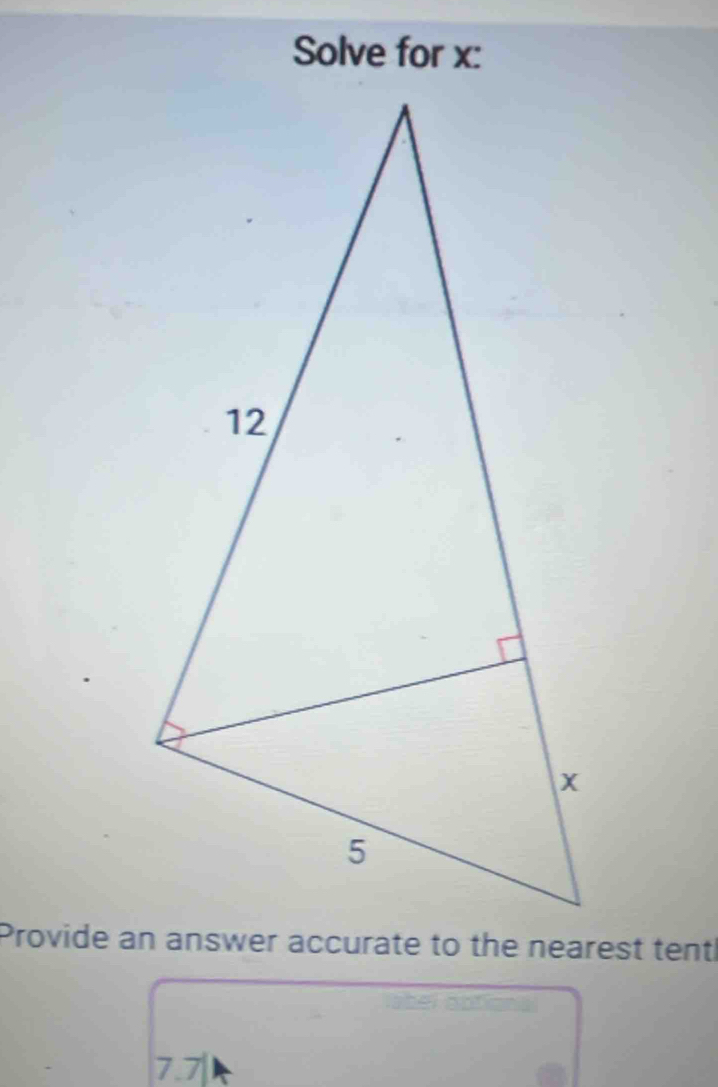 Solve for x :
7.7