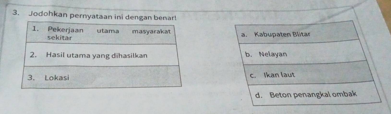 Jodohkan pernyataan ini dengan benar!