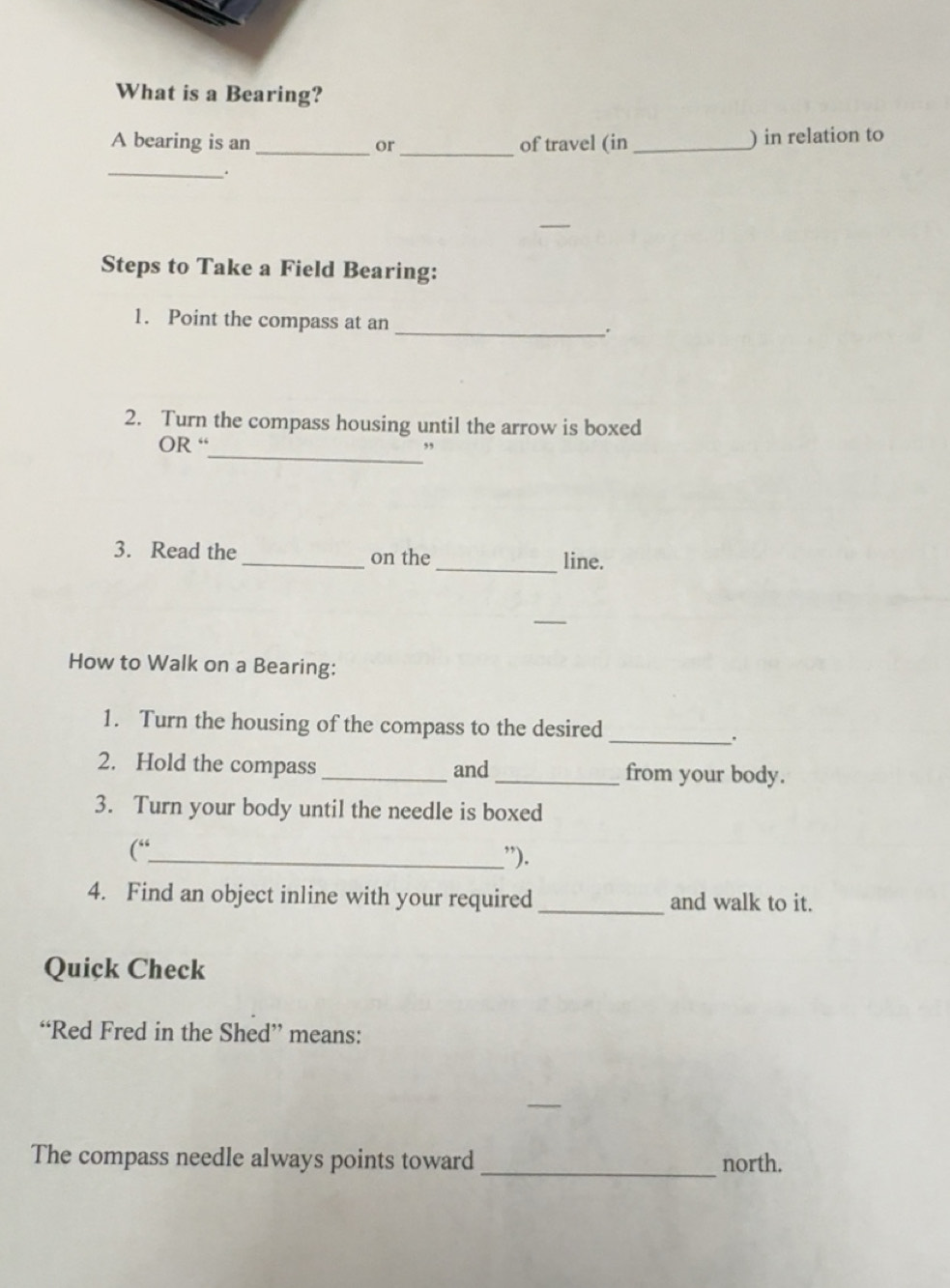 Solved: What is a Bearing? A bearing is an _or_ of travel (in_ ) in ...