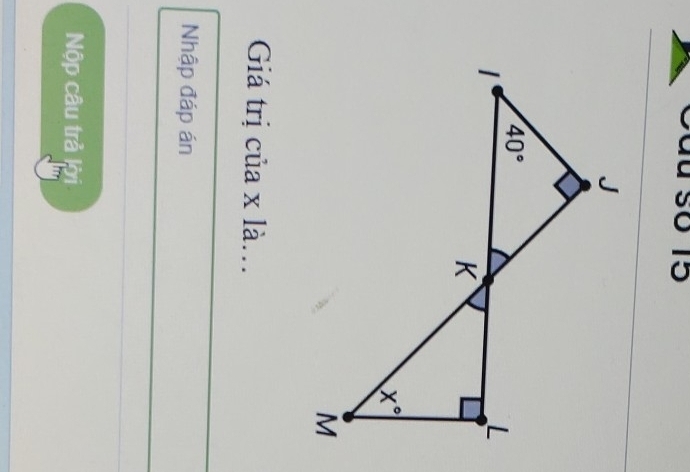 du số 15
Giá trị của x là.
Nhập đáp án
Nộp câu trả lời