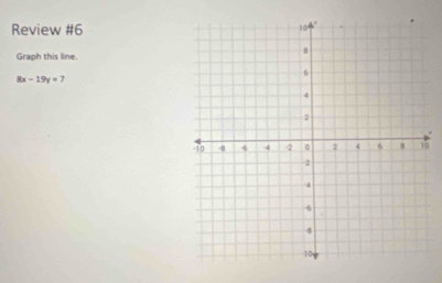 Review #6 
Graph this line.
8x-19y=7
0