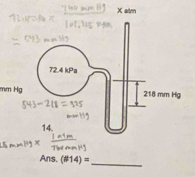 mm Hg 
Ans. (# 14)= _