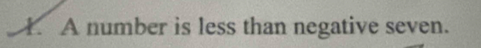 A number is less than negative seven.