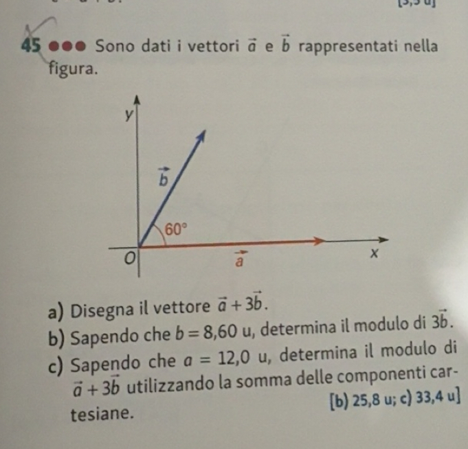 Risolto:45 Sono dati i vettori vector a e vector b rappresentati nella ...