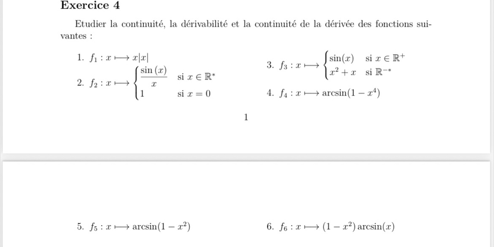 Résolu :Etudier la continuité, la dérivabilité et la continuité de la ...
