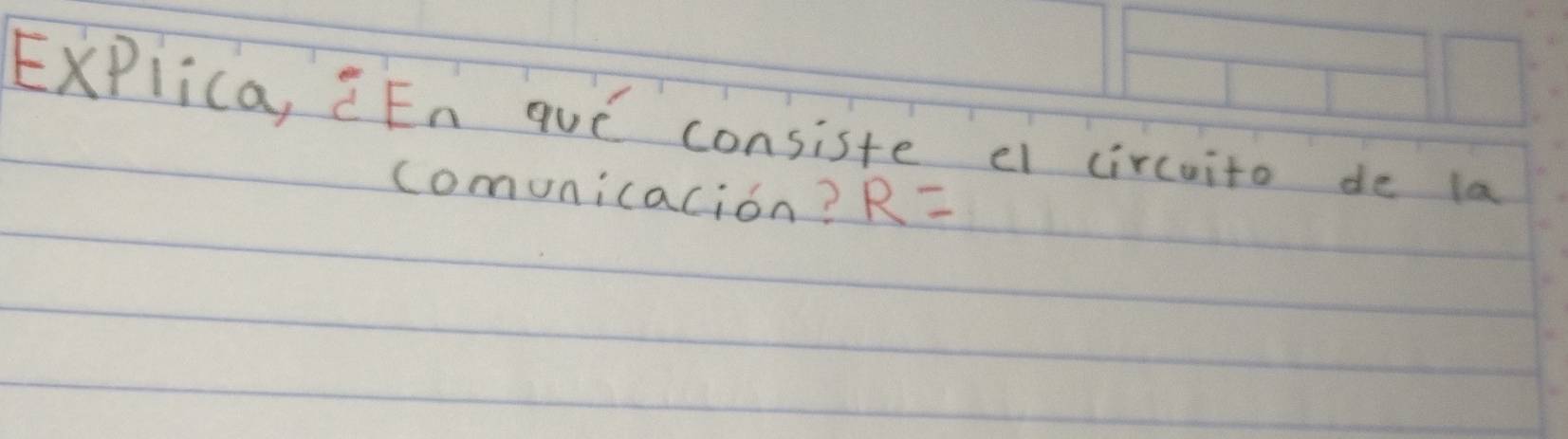 ExPlica, CEn quC consiste el circuito de la 
comunicacion? R=