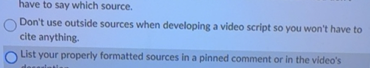 Solved: have to say which source. Don't use outside sources when ...