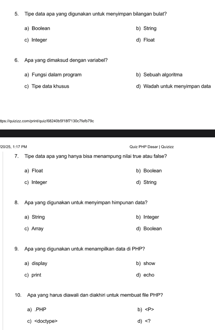 Telah dijawab:Tipe data apa yang digunakan untuk menyimpan bilangan ...