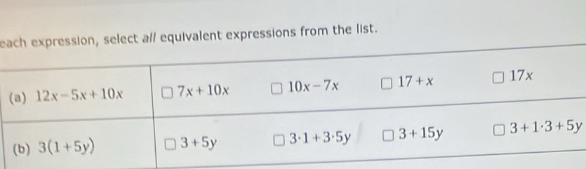 elect a// equivalent expressions from the list.