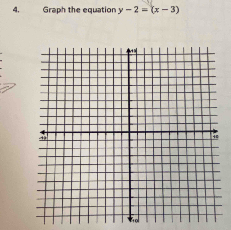 Graph the equation y-2=(x-3)
10l