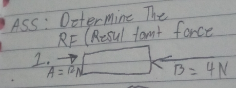 Ass : Determine The 
RF (Resul famt force 
1.
A=12N
B=4N