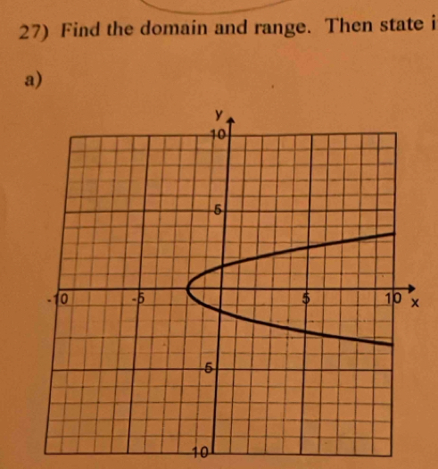 Find the domain and range. Then state i 
a)
10