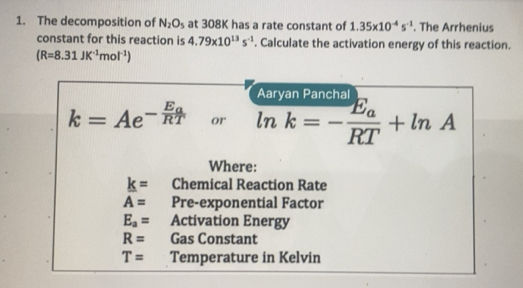 Solved: The decomposition of N_2O_5 at 308K has a rate constant of 1.35 ...