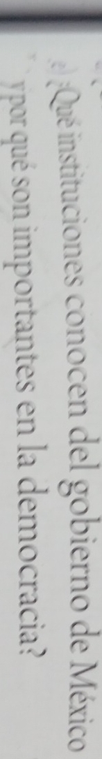 Qué instituciones conocen del gobierno de México 
por qué son importantes en la democracia?