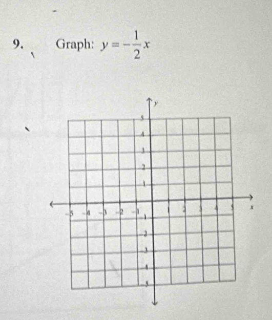 Graph: y=- 1/2 x