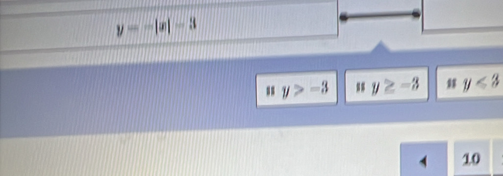y=-|x|-3
== y>-3 y≥ -3 y<3</tex>
10