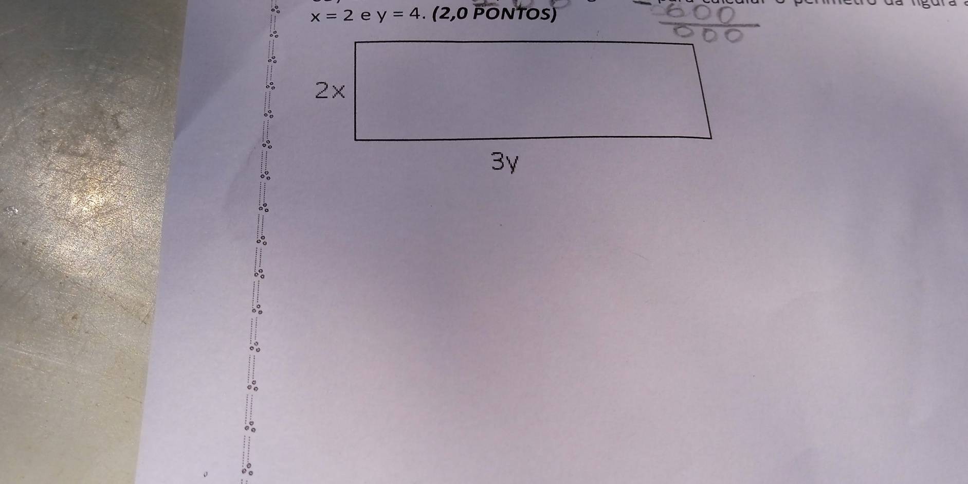 x=2 e y=4. (2,0 PONTOS)