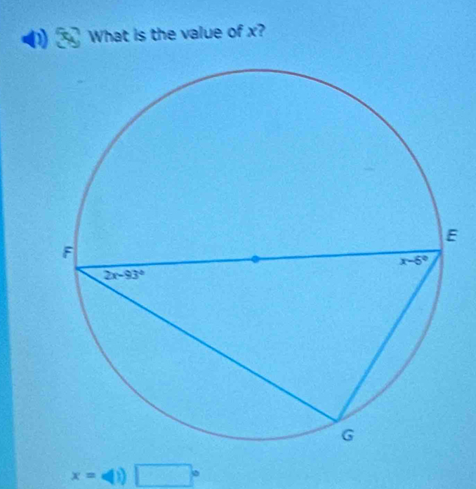 (1) What is the value of x?
x=□ )□°