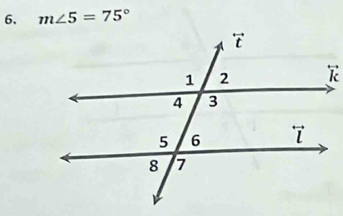 m∠ 5=75°