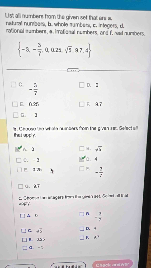 Solved: List all numbers from the given set that are a. natural numbers