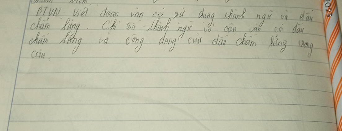 Me 
BIVN Vièi cean van eg zù dung thank ngù và dōu 
chain Rling. Chi so - thanh ngi v cān ván có day 
chán Miing và cōng dàng? (wo dlǒn chám piàng tag 
can,