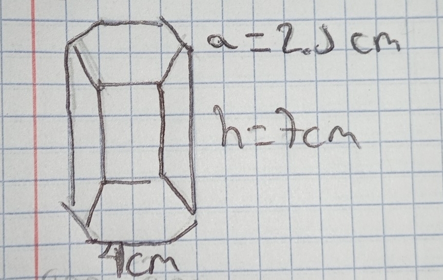 a=2.)cm
h=7cm
Ncm