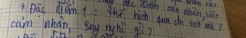 Man var 
my aac diem can nhàn ván 
+pād dém l: thè hion quu chi ter māo? 
cam whán, suy nghì gi?