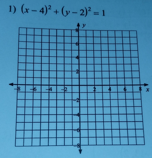 (x-4)^2+(y-2)^2=1
x