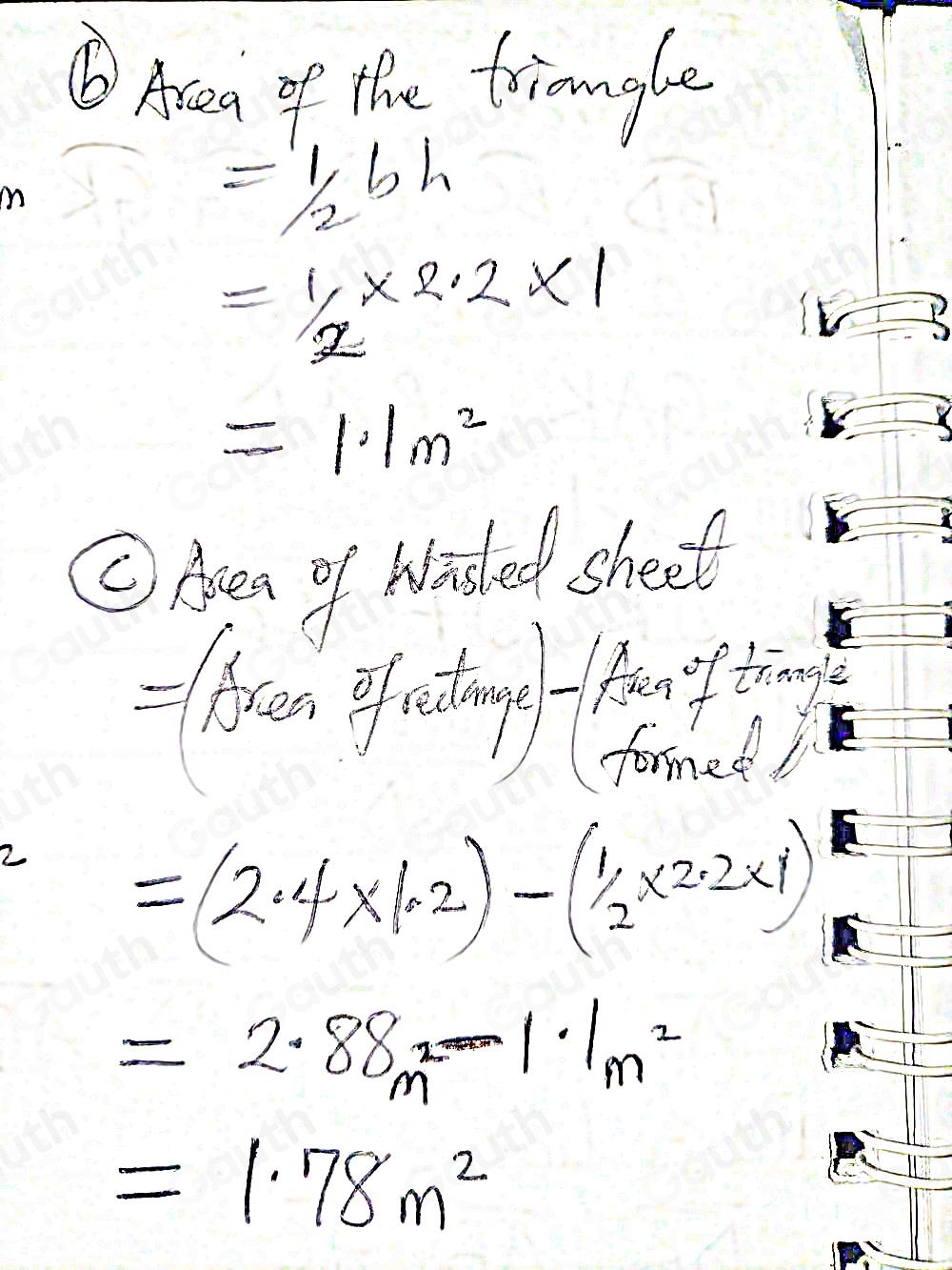 Solved: A carpenter is cutting the triangle shown from a rectangular ...