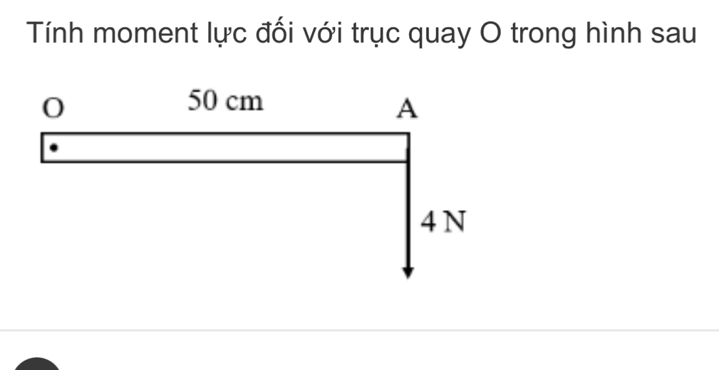 Tính moment lực đối với trục quay O trong hình sau