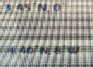 3 45°N, 0°
4 40°N, 8°W