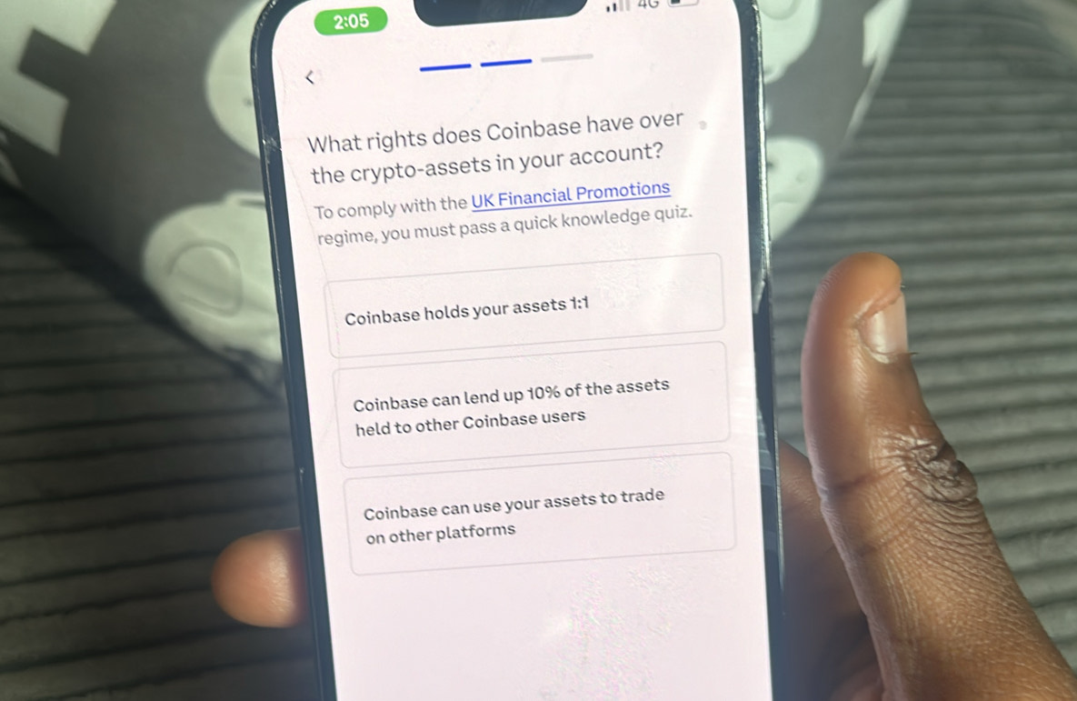 Solved: 2:05 What rights does Coinbase have over the crypto-assets in your  account? To comply with [Business]