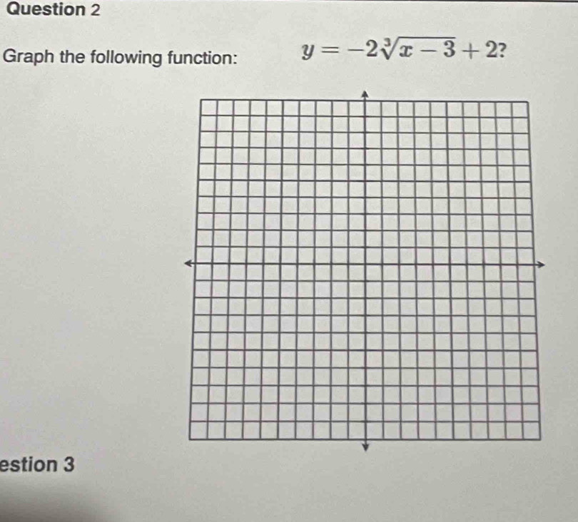 Graph the following function: y=-2sqrt[3](x-3)+2 2 
estion 3