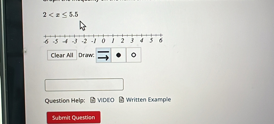 2
Clear All Draw: 。 
Question Help: VIDEO Written Example 
Submit Question